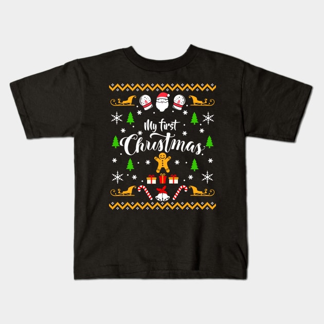 My First Christmas Sweater Kids T-Shirt by KsuAnn